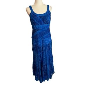 Jones New York
Silk Blue Print Tiered Sleeveless Maxi Dress - Size 10 - Side Zip
